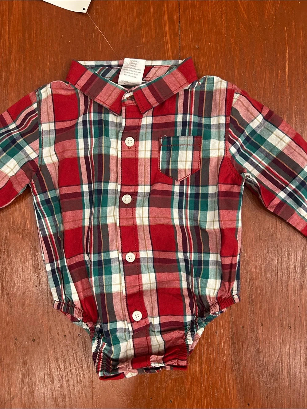 Gymboree Red and Green Plaid Button-Front One-Piece